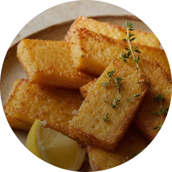 Assiette de tranches croustillantes de farine de pois chiche